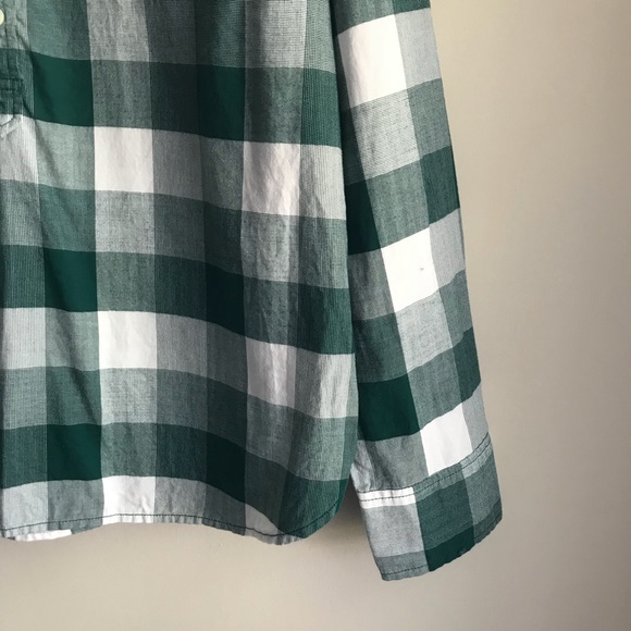 J. Crew Factory Green Plaid Popover Button Down - Picture 8 of 8